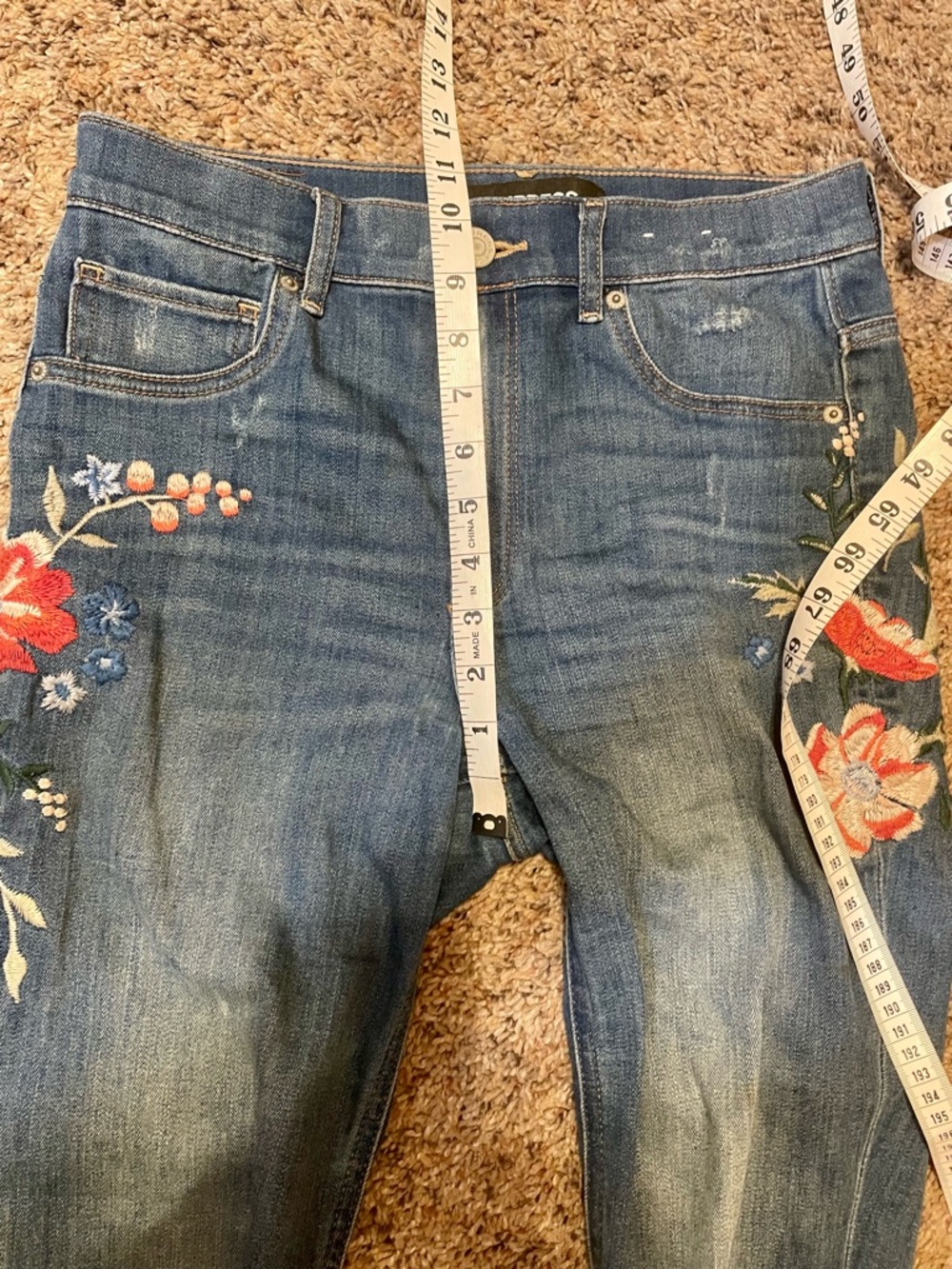 Express Floral Embroidered High Rise Skinny Ankle Legging.  Boho Festival. 6R - Picture 9 of 13